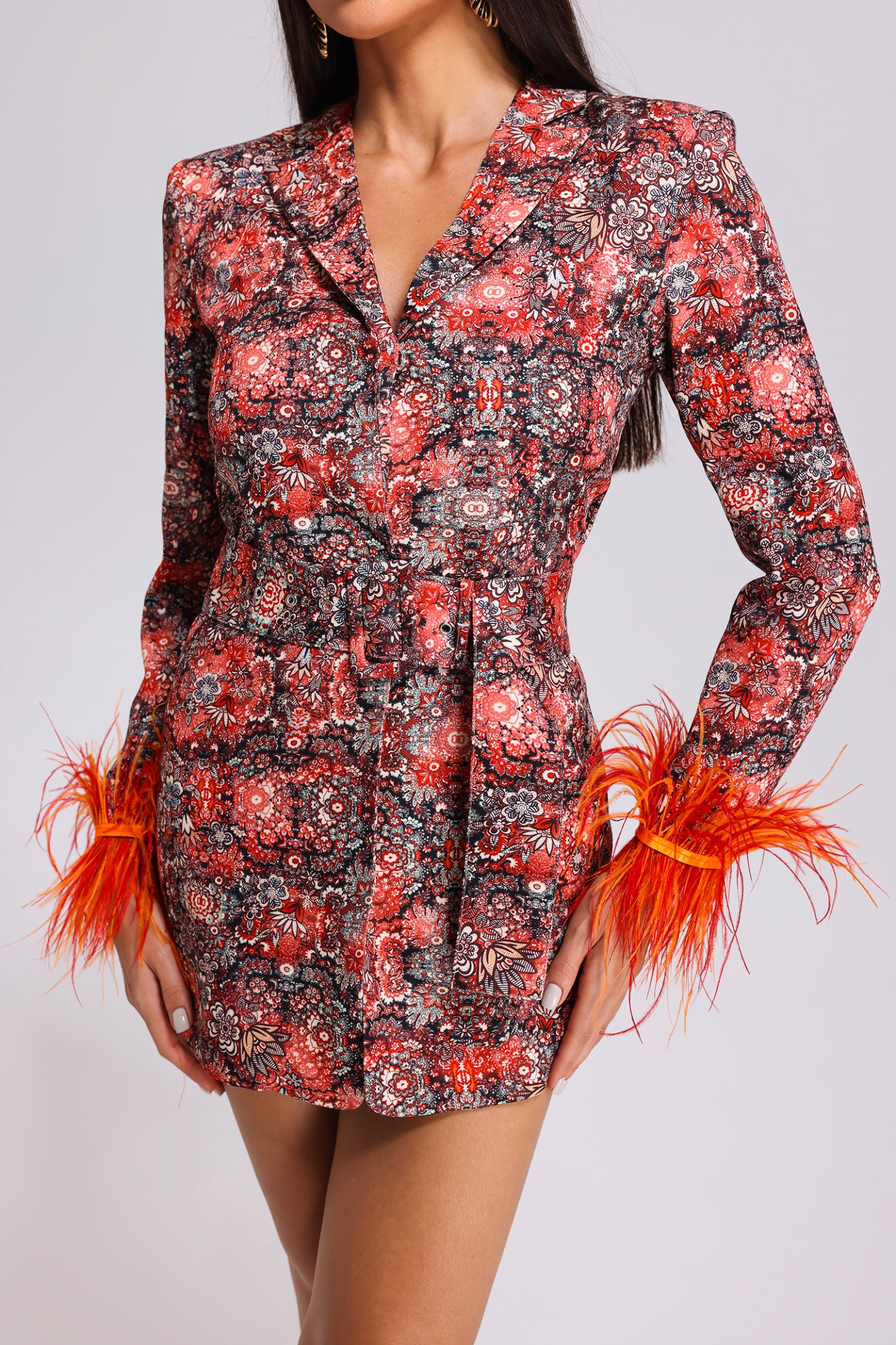 Moko Feather Mini Bandage Dress