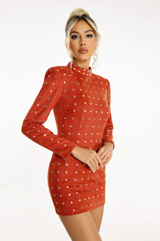 Robia Flocked Fabric Mini Dress
