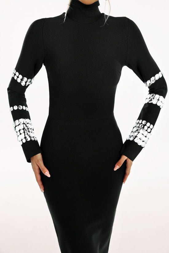 Eurien Diamond Setting Long Sleeve Bandage Mini Dress