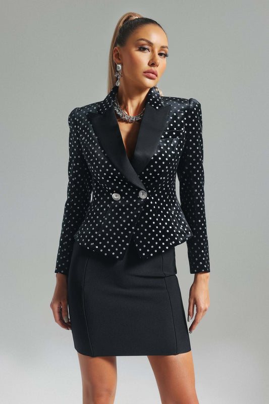 Joanna Polka Dotted Velvet Blazer