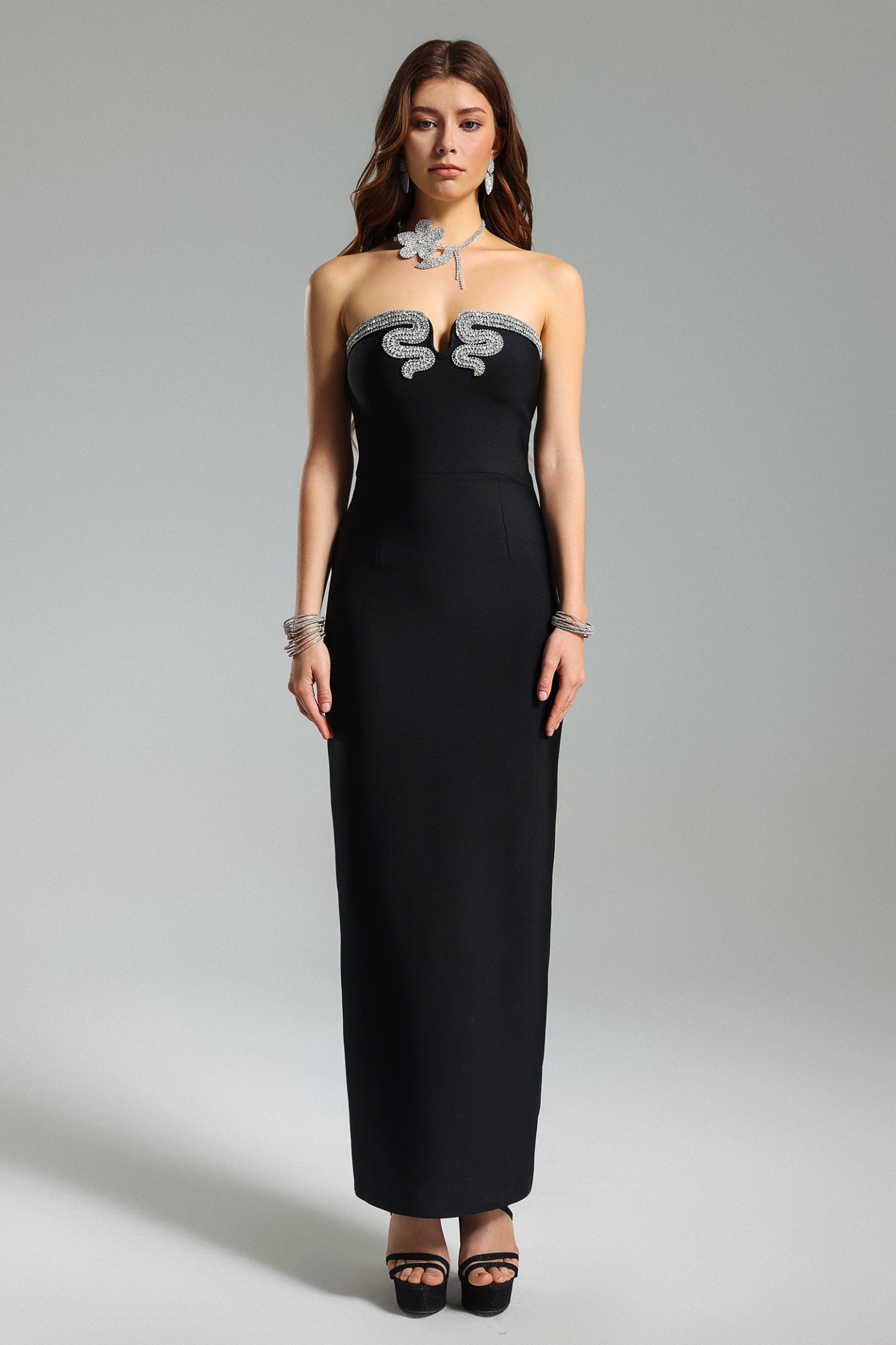 Louise Diamante Strapless Mini Dress