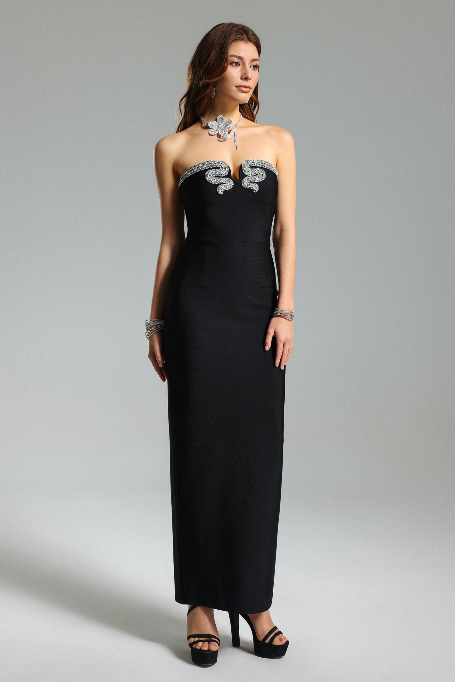 Louise Diamante Strapless Mini Dress