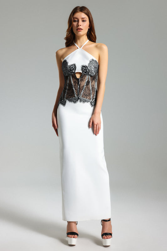 Angela Flowers Halter Mini Dress
