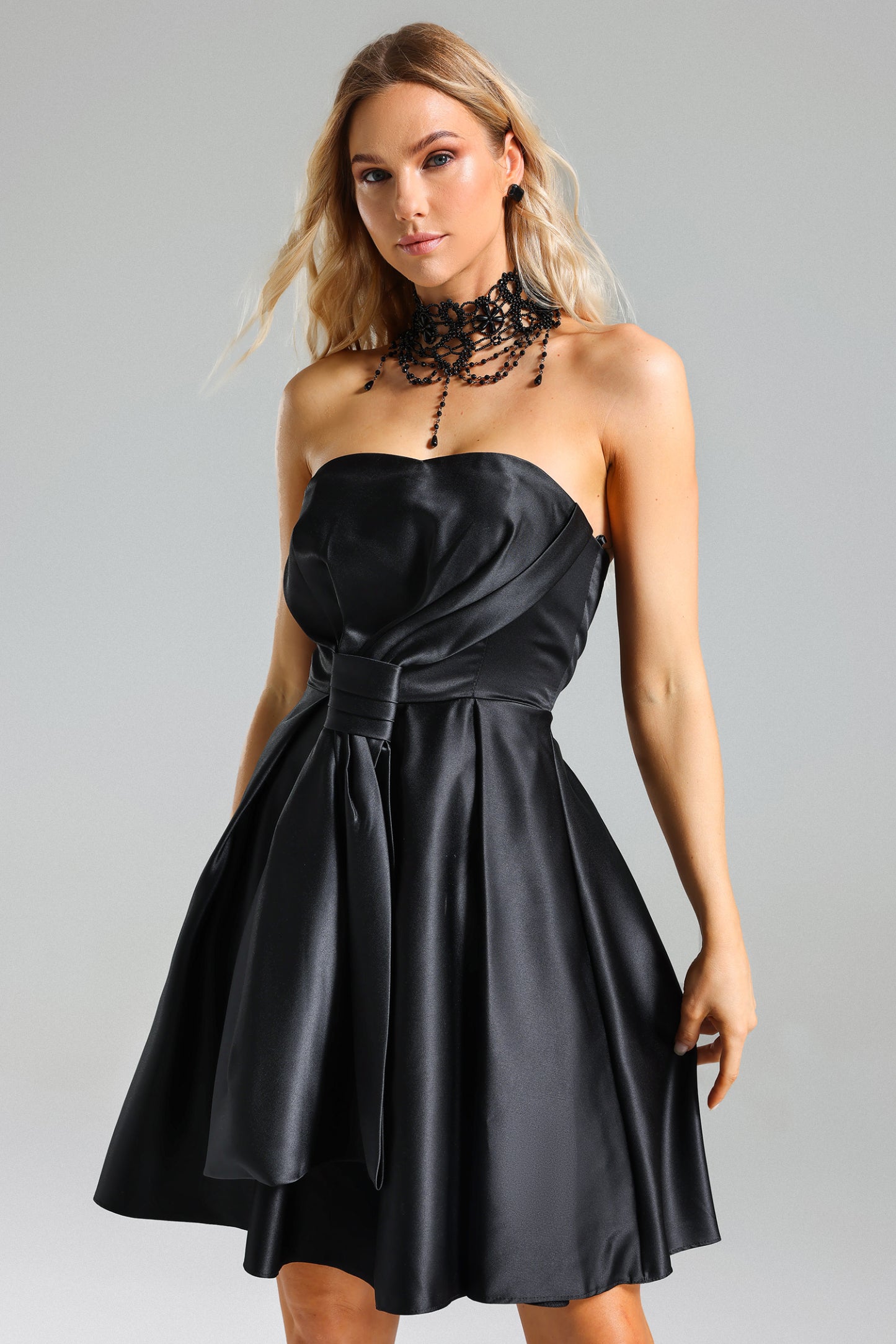 Gerela Satin Haler Midi Dress