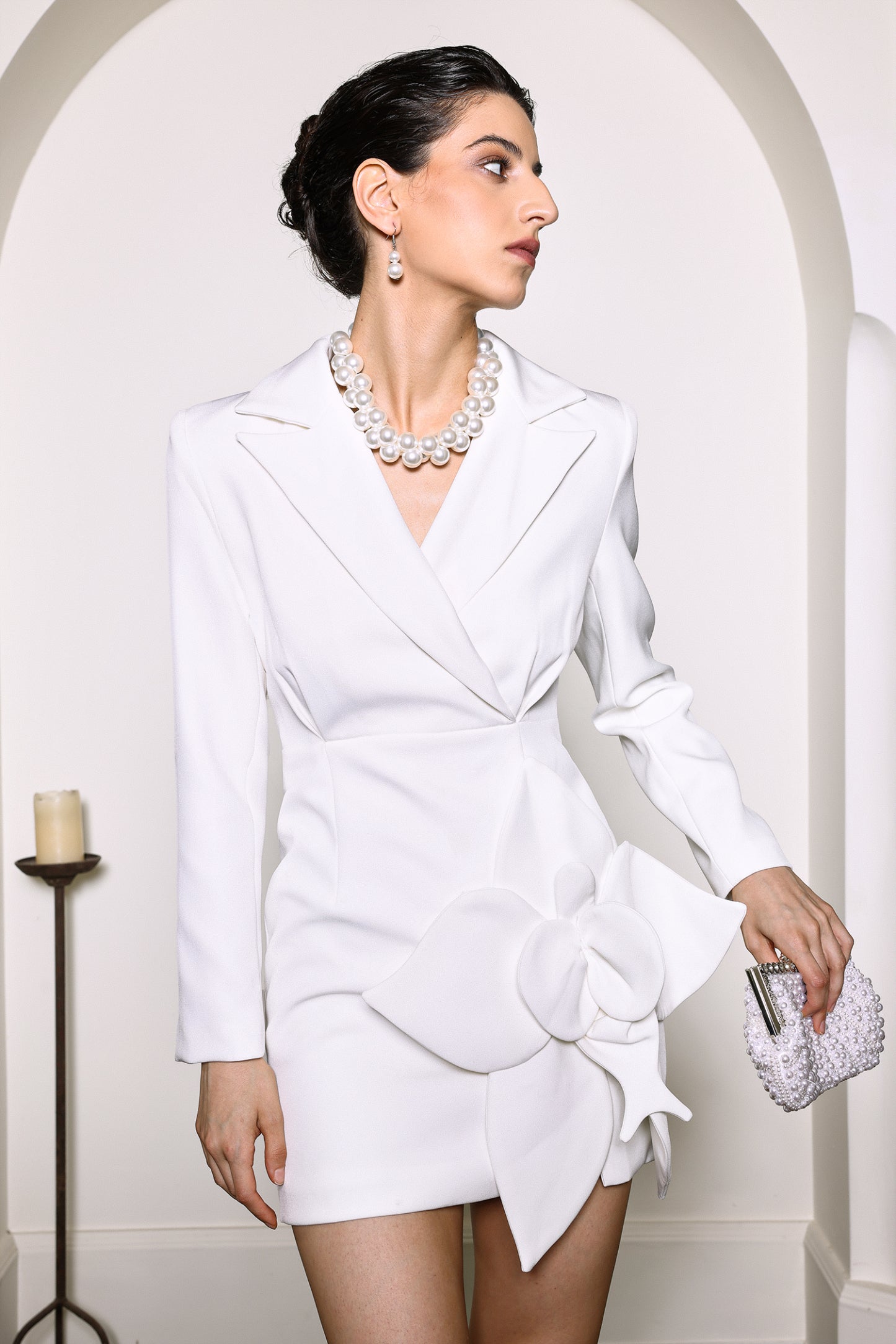 Eve Flowers Tube Midi Dress   White