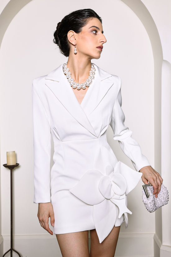 Forina Flower Blazer Dress White
