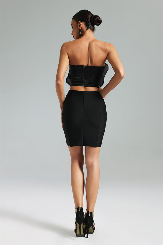 Rosanna Flower Tube Top Black