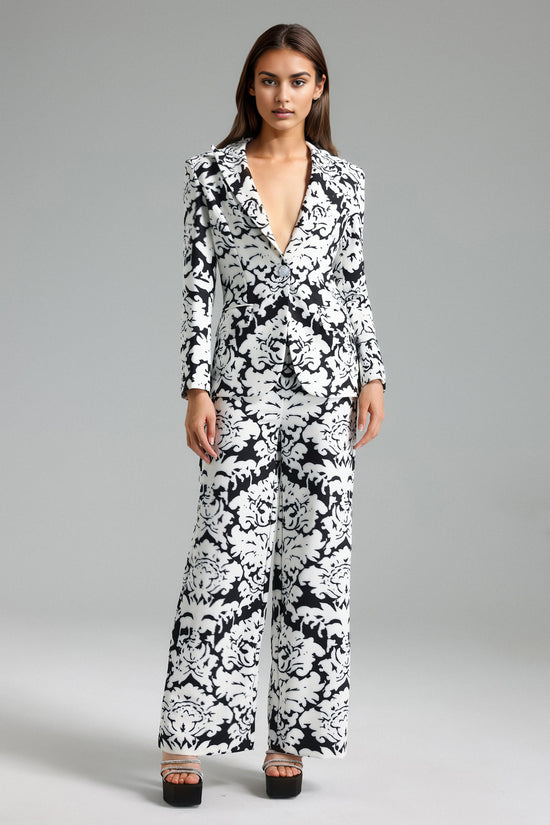 Telka Flower Print Blazer Set Black