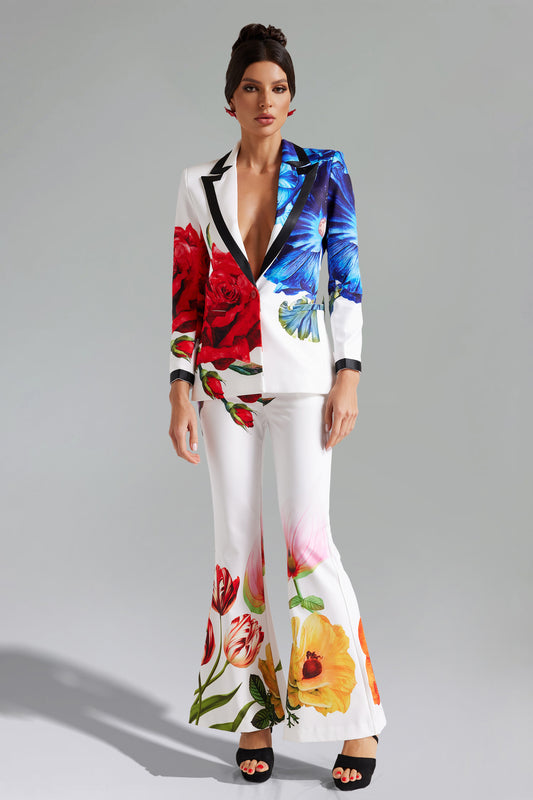 Guga Floral Printed Blazer Set Floral