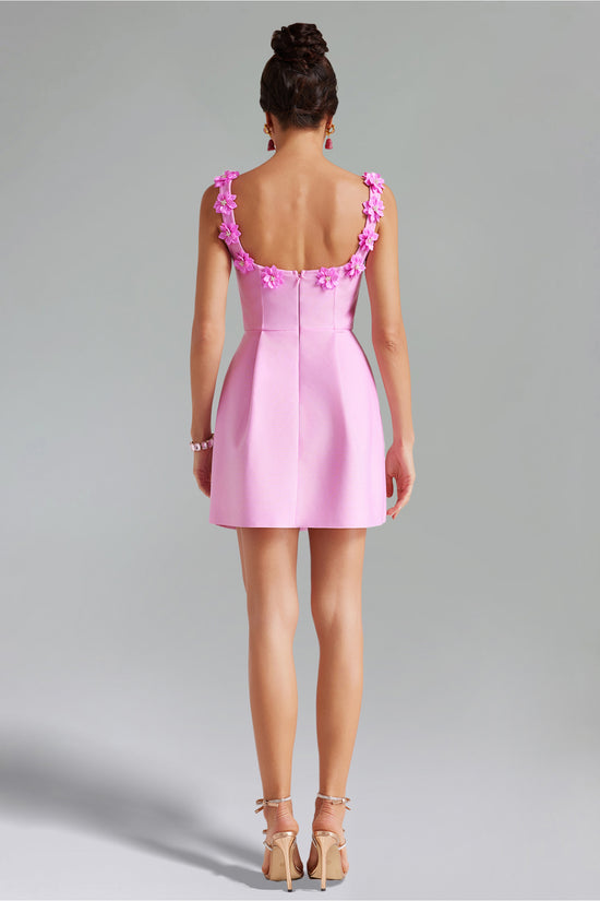 Emilee Flower Corset Mini Dress   Pink
