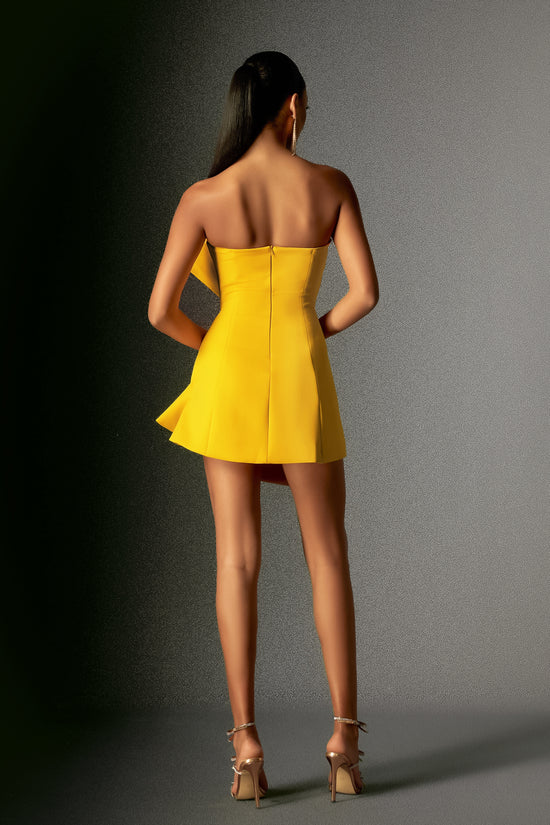 Majrela Bowknot Strapless Mini Dress   Yellow