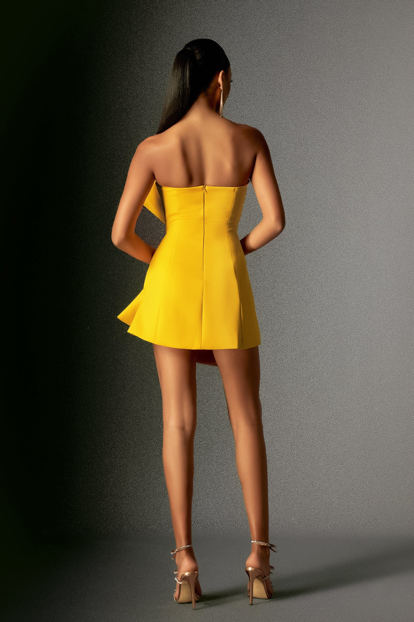 Majrela Bowknot Strapless Mini Dress   Yellow