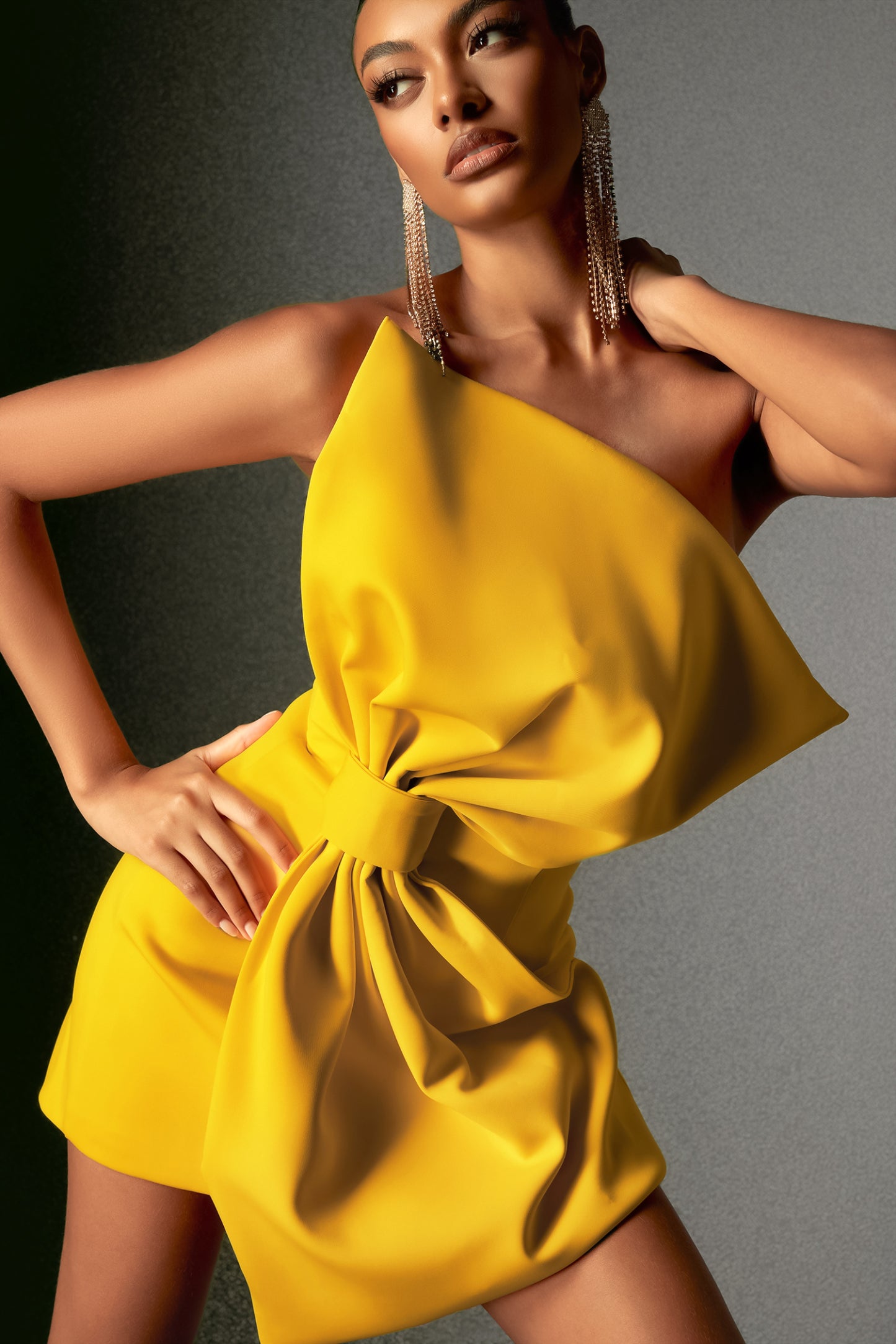 Majrela Bowknot Strapless Mini Dress   Yellow