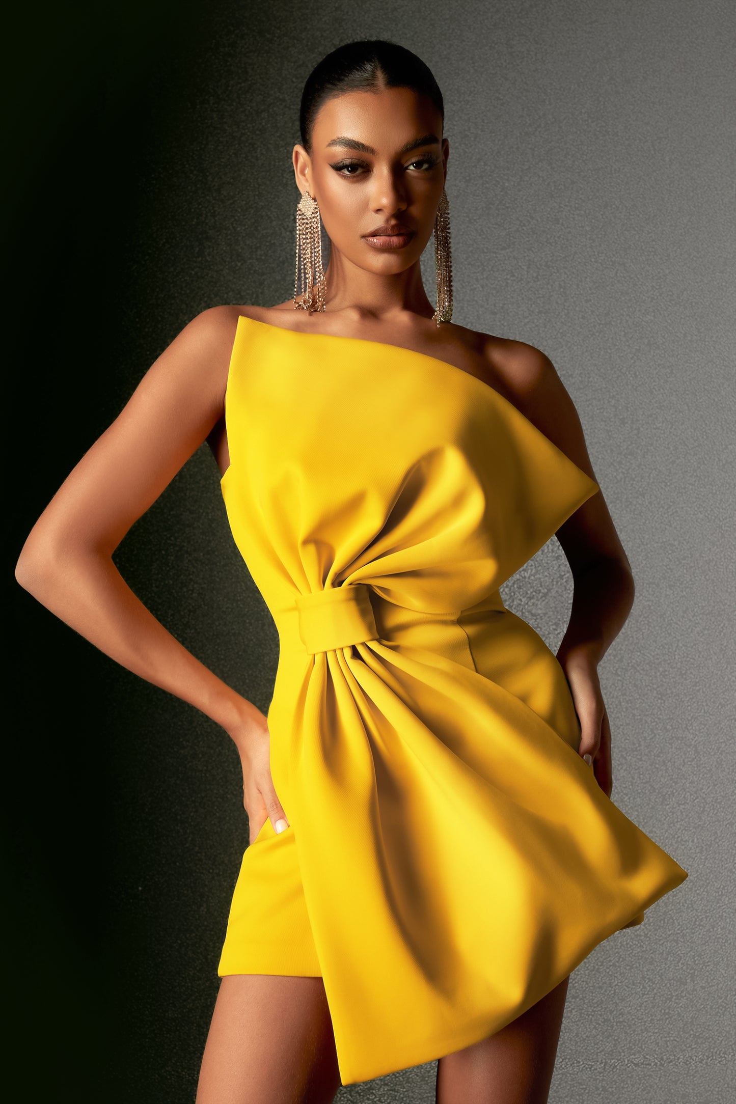 Majrela Bowknot Strapless Mini Dress   Yellow