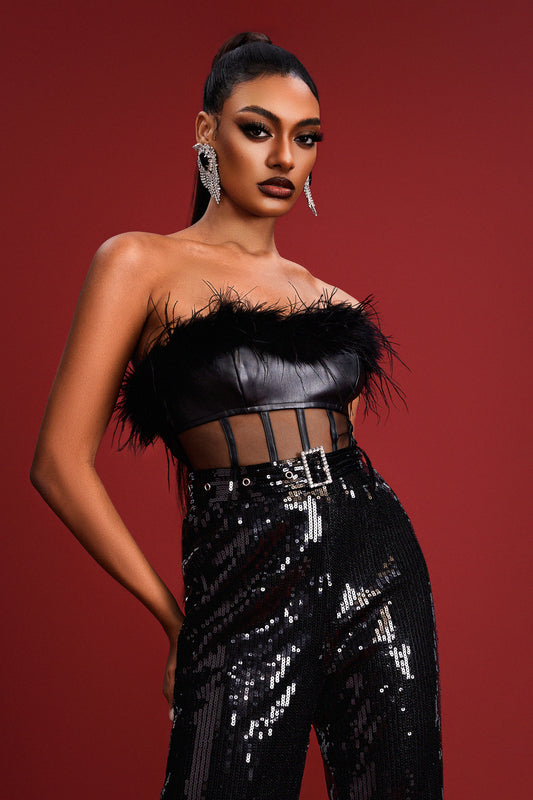 Darcel Feather Sequin Midi Dress