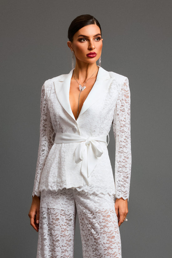 Kezia Deep V Long Sleeves Lace Two Piece Set