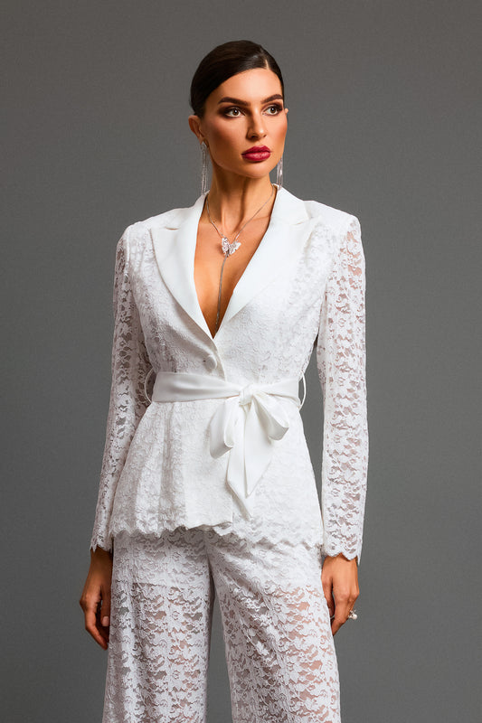 Kezia Deep V Long Sleeves Lace Two Piece Set