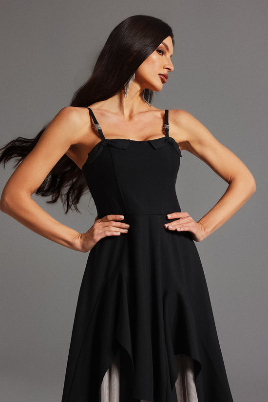 Jolie Sleeveless Bow Flounce Mini Dress