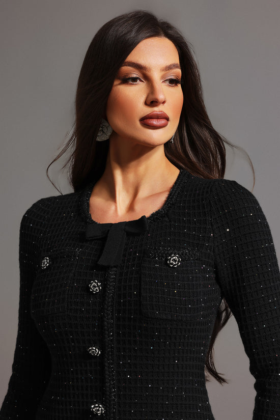 Reyna Long Sleeve Bow Mini Dress