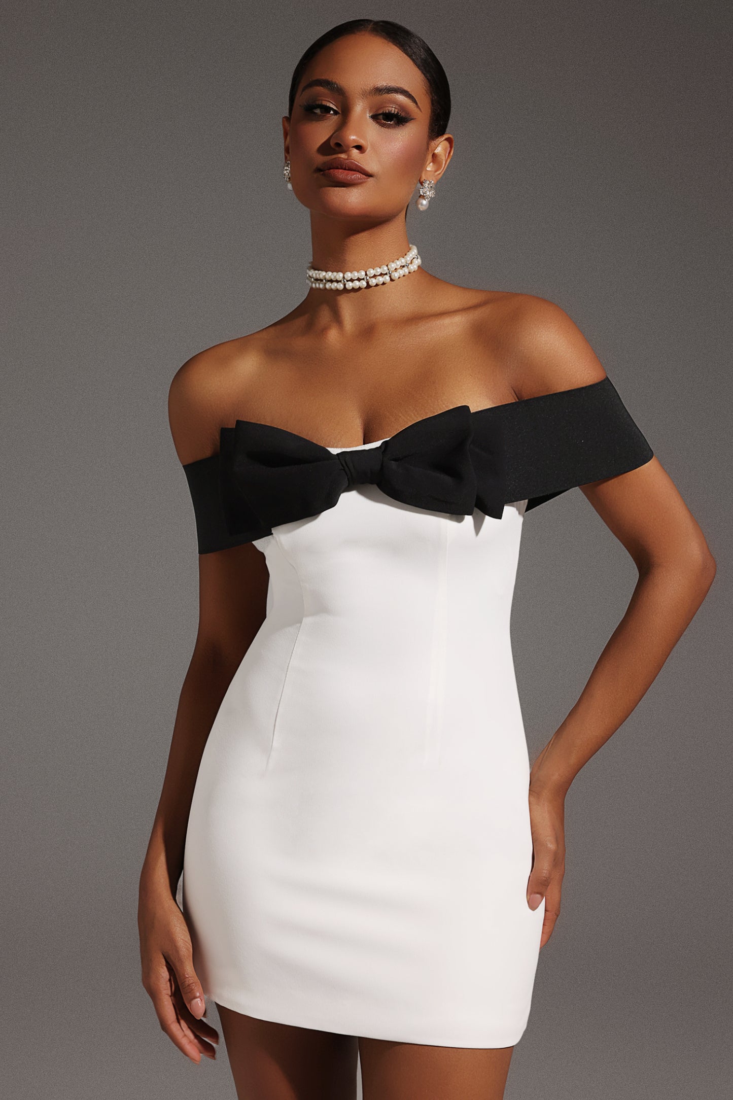 Devere Off the Shoulder Bow Mini Dress