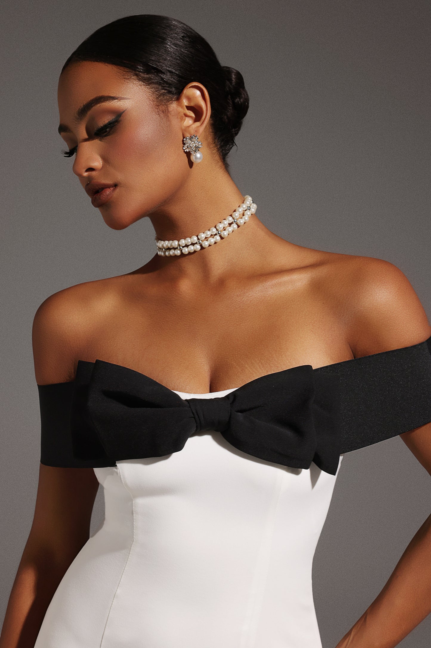 Devere Off the Shoulder Bow Mini Dress