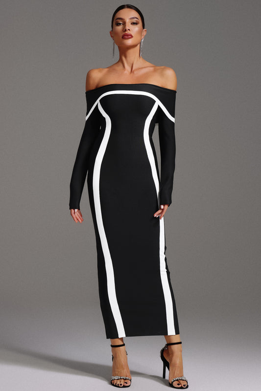 Hilda Off-the-Shoulder Long Sleeve Maxi Dress
