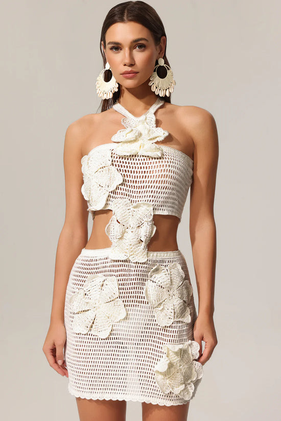 Jane Hollow Out Flowers Sleeveless Mini Dress
