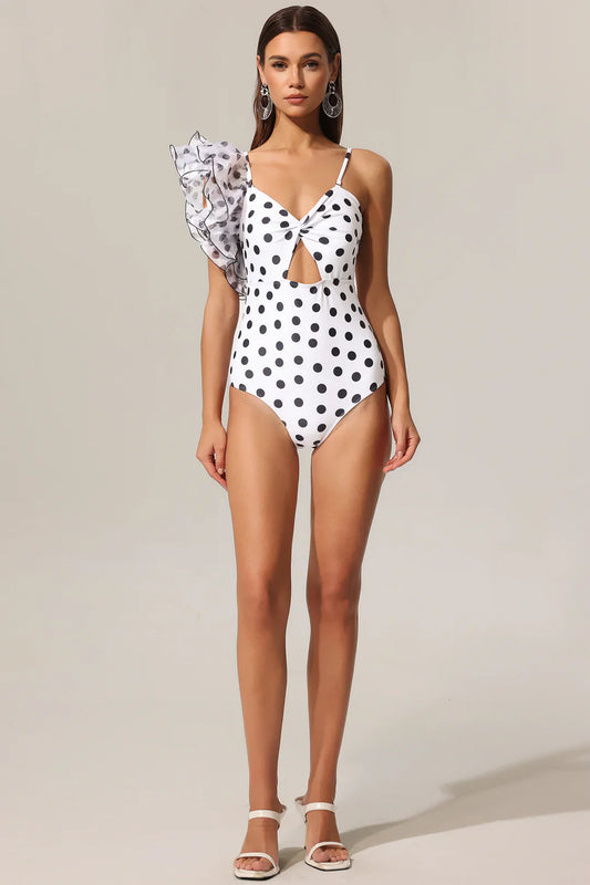 Rania Dot Printed Hollow Out Mini Swimwear
