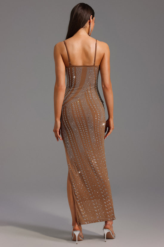 Haley Sleeveless Diamond Pearl Maxi Dress