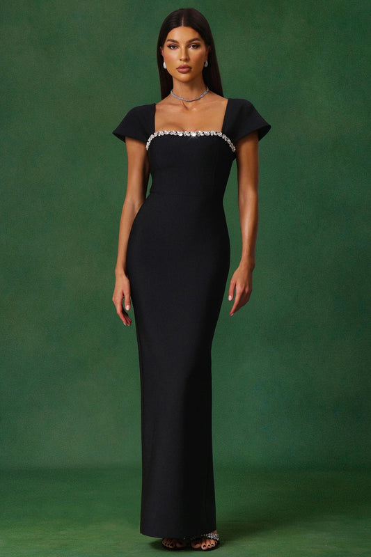 Romelle Short Sleeve Diamond Bandage Maxi Dress