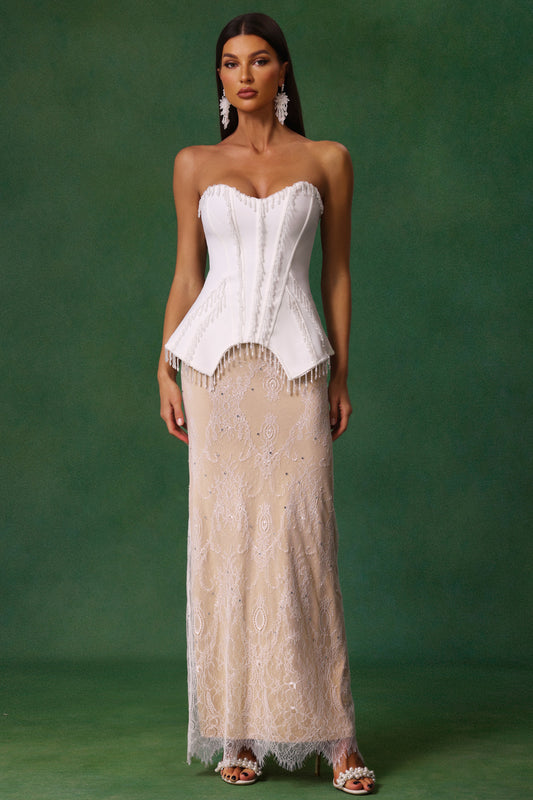 Hacaki Sleeveless Tassels Embroidery Bandage Maxi Dress