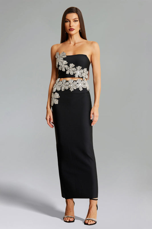 Quinta Halter V Neck Diamond Mini Two Piece Set