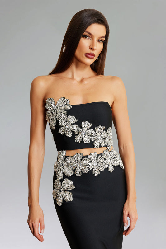 Quinta Halter V Neck Diamond Mini Two Piece Set
