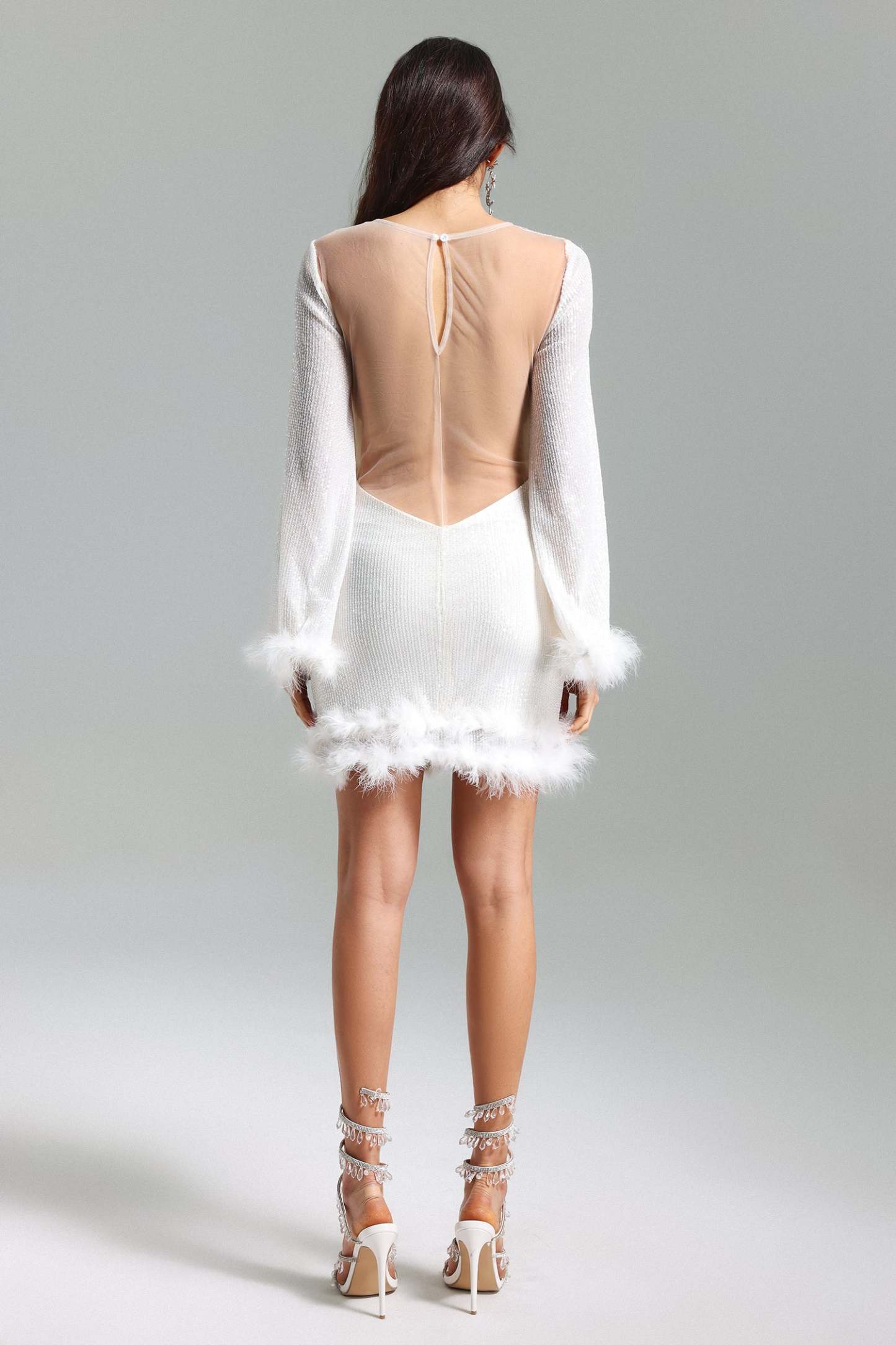 Roto Sequin Feather Mini Dress