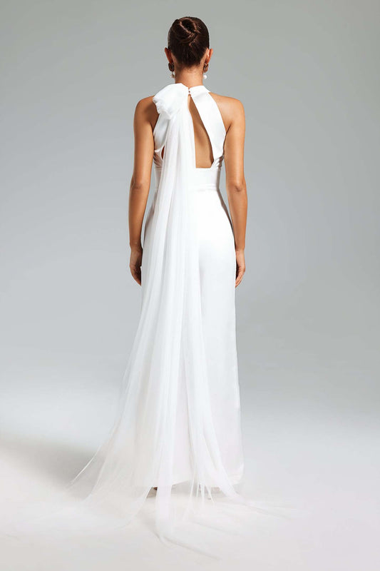 Katya Blackless Halter Jumpsuit White