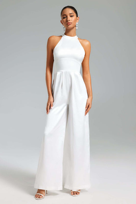 Katya Blackless Halter Jumpsuit White