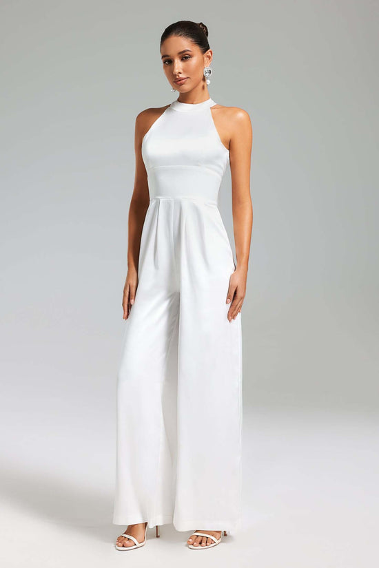 Katya Blackless Halter Jumpsuit White