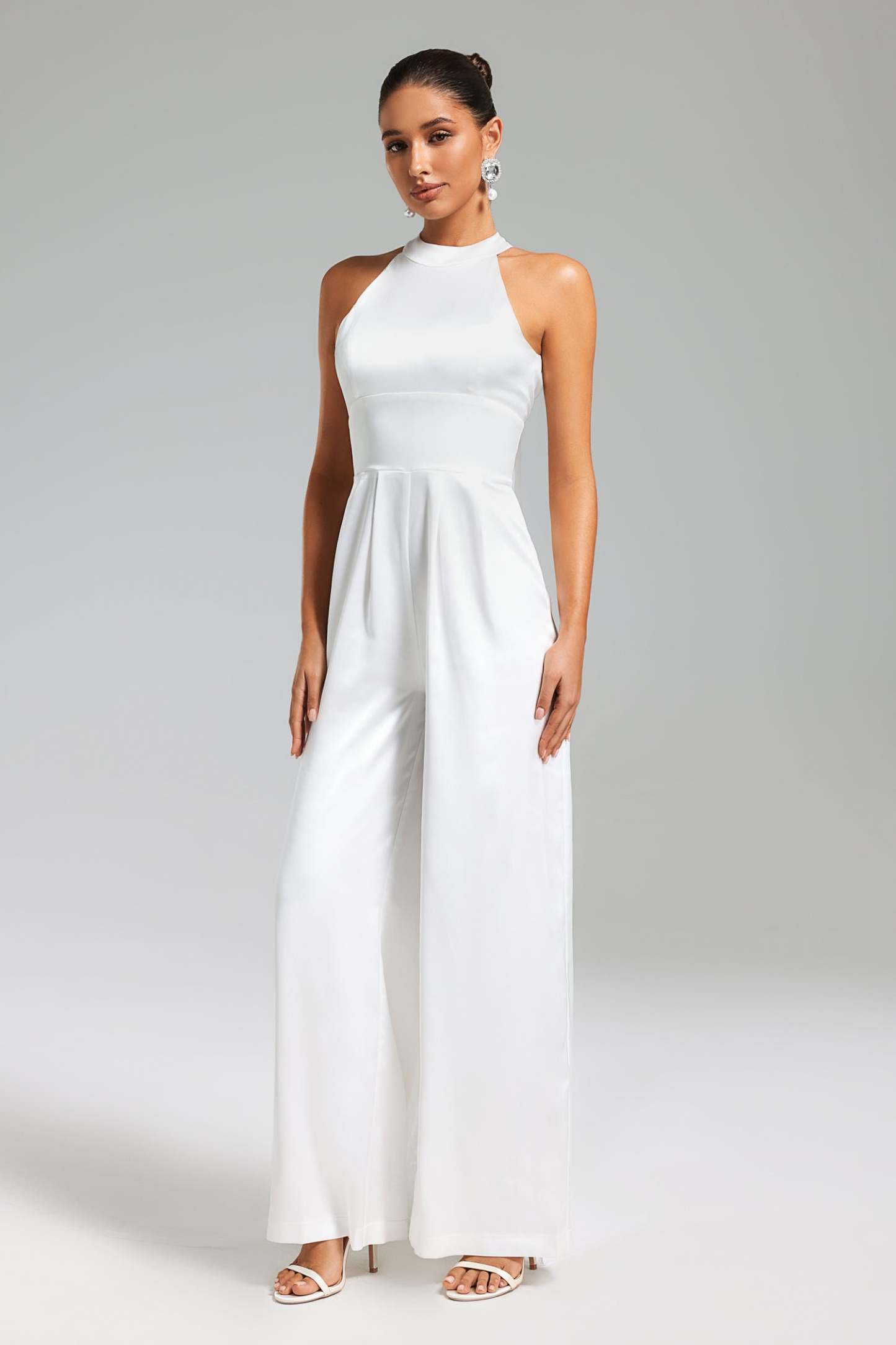 Katya Blackless Halter Jumpsuit White