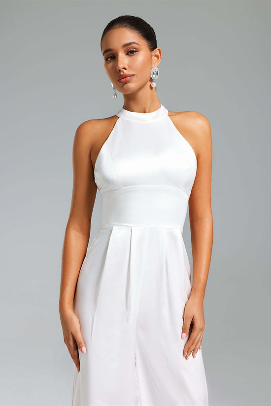 Katya Blackless Halter Jumpsuit White