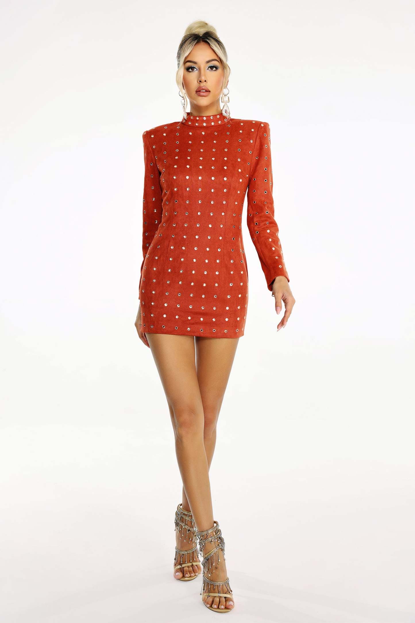 Robia Flocked Fabric Mini Dress