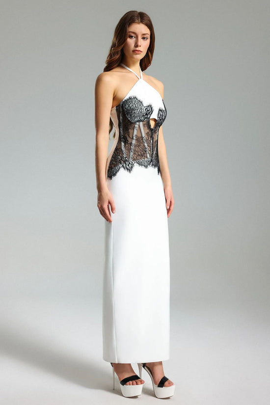 Angela Flowers Halter Mini Dress