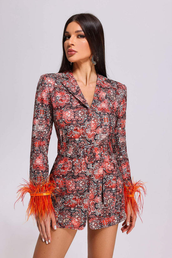Moko Feather Mini Bandage Dress