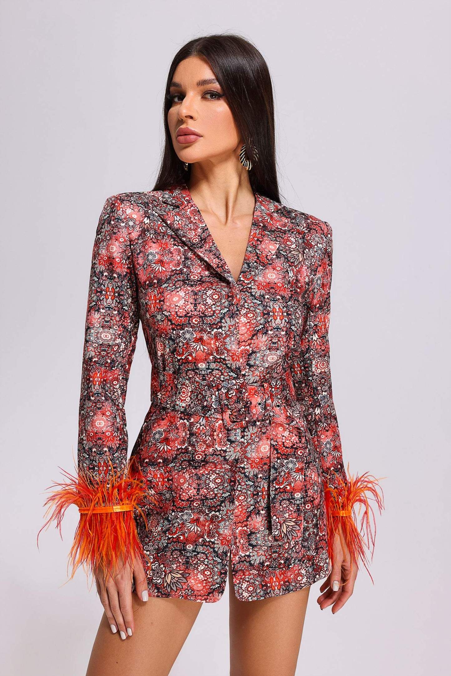 Moko Feather Mini Bandage Dress