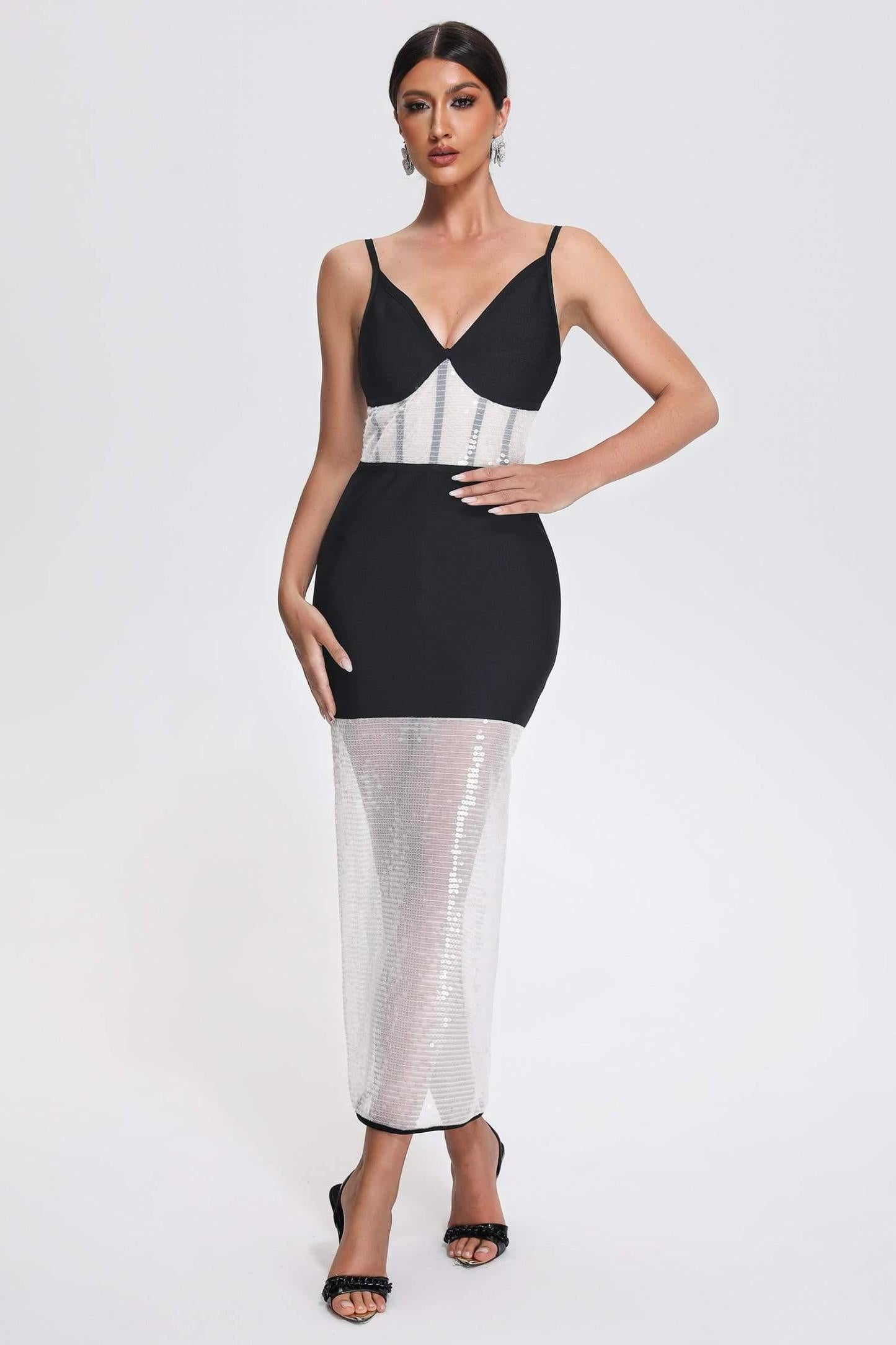 Devonne Sequin Midi Bandage Dress